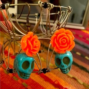 Sugar skull #dayofthedead #skull earrings